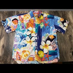 Jams World Hawaiian shirt shells ocean hula XL